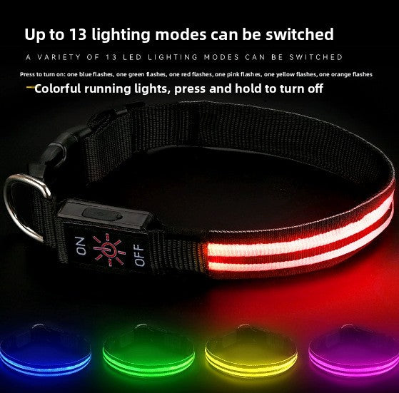 Collar LED Recargable para Perros – Visibilidad Nocturna