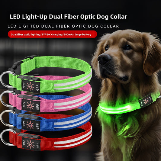 Collar LED Recargable para Perros – Visibilidad Nocturna